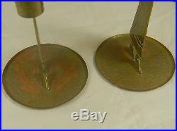 Pair Arts & Crafts Era Brass Candle Holders Figural Woman Goberg Germany 1910
