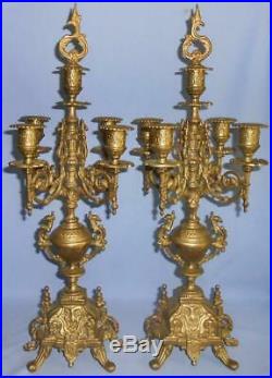 Pair Beautiful Vintage Ornate Italian Brevettato Brass Candelabra Candle Holders