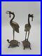 Pair Brass/Bronze Herons on Turtles Candle Book France, detailed Heavy