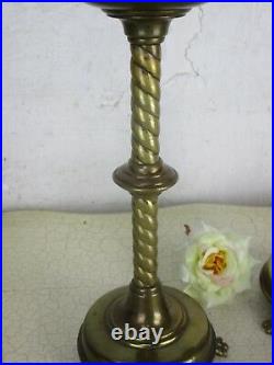 Pair Candle Holders Candlesticks Altar Twisted Stem Brass Claw Feet Neo Gothic