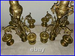 Pair Coppia Italian Brass Baroque victorian Candelabra Candle Holder approx 16H