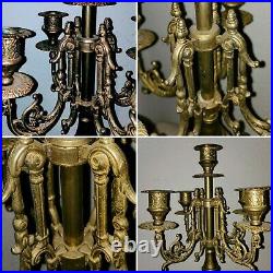 Pair Coppia Italian Brass Baroque victorian Candelabra Candle Holder approx 16H