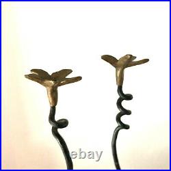 Pair Hand Forged Wrought Iron Candle Holder Stick tall onion 18 brass handmade