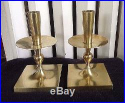 Pair Mid Century Tommi Parzinger Brass Candlesticks Holder Dorlyn Silversmiths