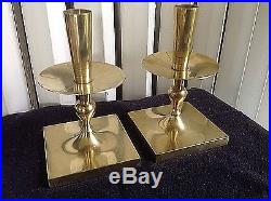 Pair Mid Century Tommi Parzinger Brass Candlesticks Holder Dorlyn Silversmiths
