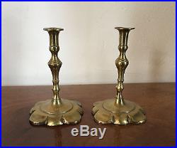 Pair Miniature Brass Candlesticks English Georgian 18th c. Style Candle Holder