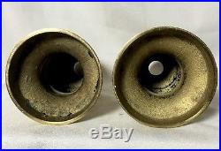 Pair Mosaik Large Heavy Solid Brass Church Candlestick Candle Holder 17 3/4