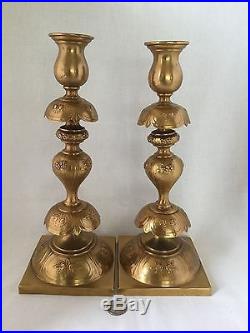 Pair Norblin Antique Brass Polish Sabbath Candleholders-Marked. #2670