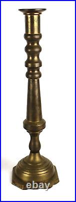 Pair Of Antique Brass Candleholders Candlesticks Large 18 3/4Tall