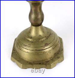 Pair Of Antique Brass Candleholders Candlesticks Large 18 3/4Tall
