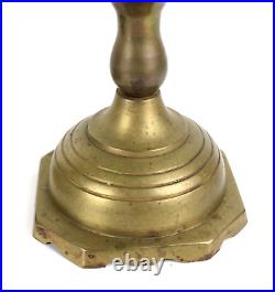 Pair Of Antique Brass Candleholders Candlesticks Large 18 3/4Tall