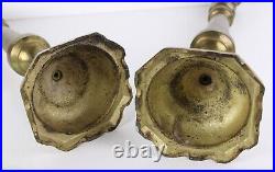 Pair Of Antique Brass Candleholders Candlesticks Large 18 3/4Tall