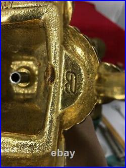 Pair Of Antique Italian Brevettato Baroque Brass Bronze Candelabra Ornate