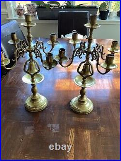 Pair Of Antique Swan Figural Brass Candlesticks 19 Tall 11 Diameter