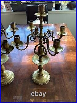 Pair Of Antique Swan Figural Brass Candlesticks 19 Tall 11 Diameter