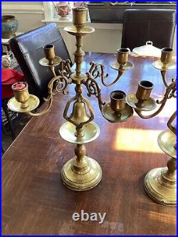 Pair Of Antique Swan Figural Brass Candlesticks 19 Tall 11 Diameter