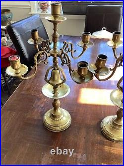 Pair Of Antique Swan Figural Brass Candlesticks 19 Tall 11 Diameter