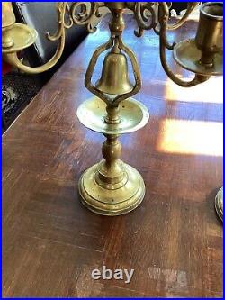 Pair Of Antique Swan Figural Brass Candlesticks 19 Tall 11 Diameter