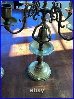 Pair Of Antique Swan Figural Brass Candlesticks 19 Tall 11 Diameter