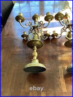 Pair Of Antique Swan Figural Brass Candlesticks 19 Tall 11 Diameter