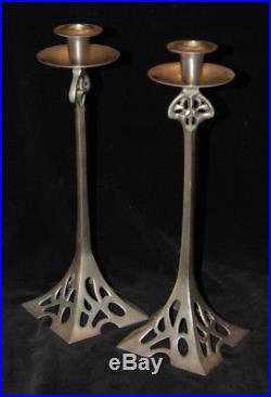 Pair Of Art Nouveau german silver Candle Holders Art Deco Candleholders 15