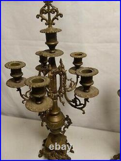 Pair Of Brass 6 Arm Candelabras Candle Holders 20
