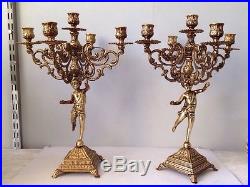 Pair Of Brass Angel Candle Holders Made In Italy