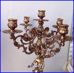 Pair Of Brass Angel Candle Holders Made In Italy