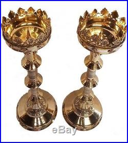 Pair Of Brass GOTHIC CandleSticks / Candle Holder Church Candle Holder 19