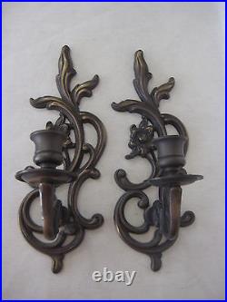 Pair Of Brass Wall Hanging Candle Holders Lacquered (Made In India)