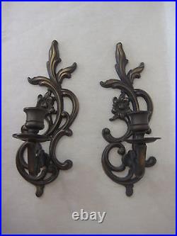 Pair Of Brass Wall Hanging Candle Holders Lacquered (Made In India)