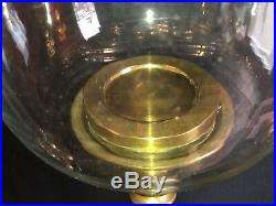 Pair Of Chapman Brass Candle Holders With Hurricane Shades 28 3/4 High