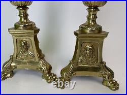 Pair Of French Style Brass Candlesticks / Candle Holders 19.5 Inches Tall