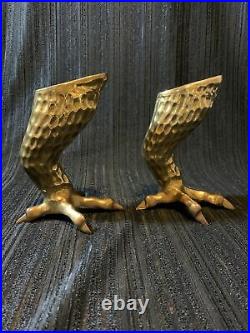 Pair Of Hollywood Regency Vintage Brass Claw Talon Candle Sticks