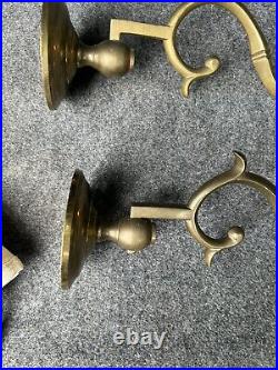 Pair Of Mottahedeh Vintage Brass Candle Wall Sconces Scroll Design EUC