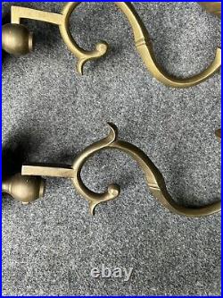 Pair Of Mottahedeh Vintage Brass Candle Wall Sconces Scroll Design EUC