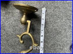 Pair Of Mottahedeh Vintage Brass Candle Wall Sconces Scroll Design EUC