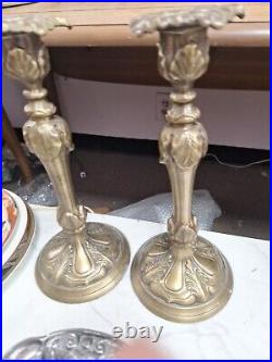 Pair Of Vintage Brass Candlesticks 13 Tall