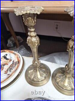 Pair Of Vintage Brass Candlesticks 13 Tall