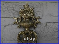 Pair Of Vintage Limoges France Bronze Brass Porcelain Candle Holder Wall Sconces