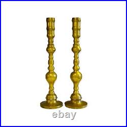 Pair Tall Brass Candlesticks Vintage Candle Holder 36 tall Beautiful Etched