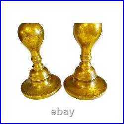 Pair Tall Brass Candlesticks Vintage Candle Holder 36 tall Beautiful Etched