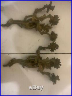 Pair Victorian Style Brass adjustable 3 Arm Candelabra Wall Sconce Candle Holder