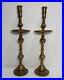 Pair Vintage 37 Tall Etched Brass Candlestick Candle Holder Floor Temple Altar