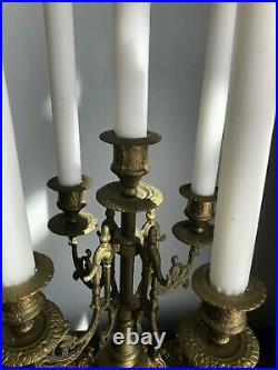 Pair Vintage Baroque Style Candelabra Candlestick Holder 4 Arms Holds 5 Candles