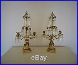 Pair Vintage Brass Candelabra Girandoles