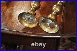 Pair Vintage Brass Pillar Candlesticks 32 Holders Floor Altar Church Temple
