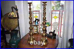 Pair Vintage Brass Pillar Candlesticks 32 Holders Floor Altar Church Temple
