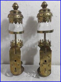 Pair Vintage Brass Railroad Car Wall Sconces Candle Holders