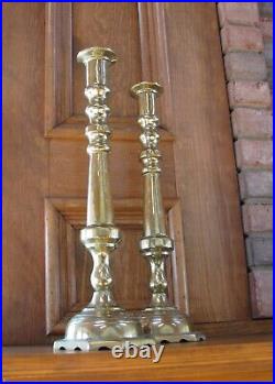 Pair Vintage Extra Large 19 Solid Brass Candle Holders